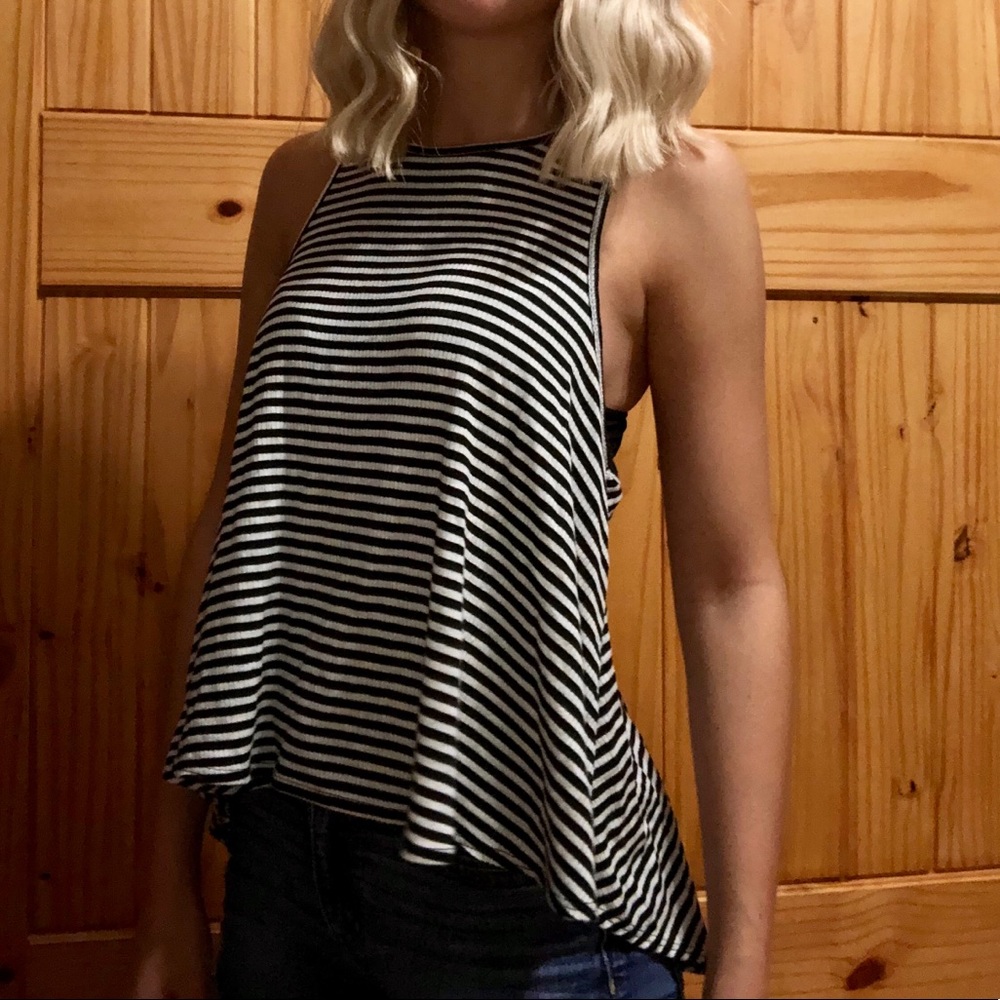 Black and white striped tank